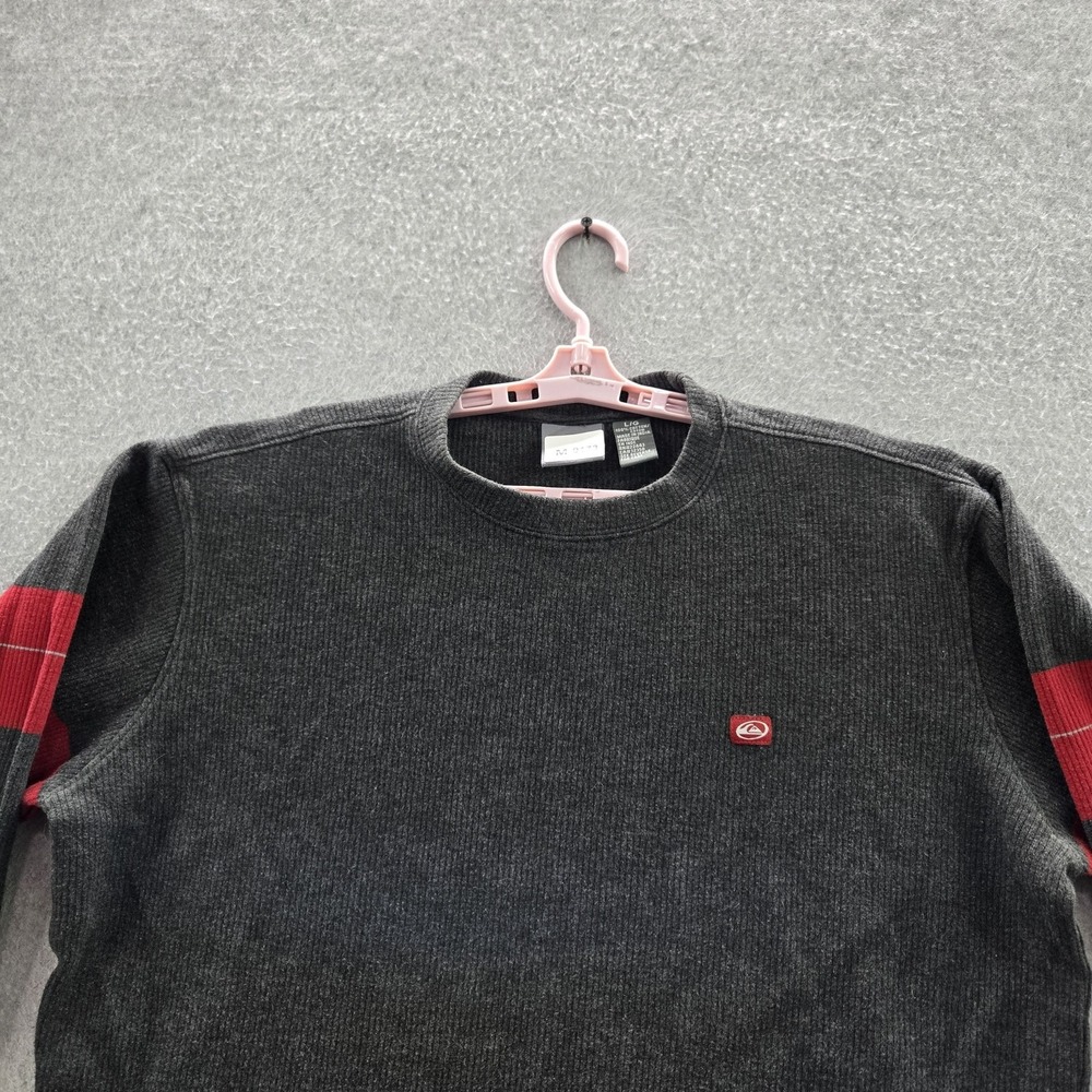 Quiksilver Men Sweatshirt L Gray Logo Long Sleeve
